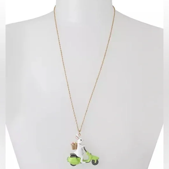 Betsey Johnson Bunny Vespa Pendant Slider Necklace - Picture 3 of 4